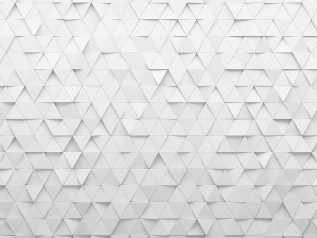 Fototapeta z geometrycznym wzorem trójkątów w 3D na białym tle