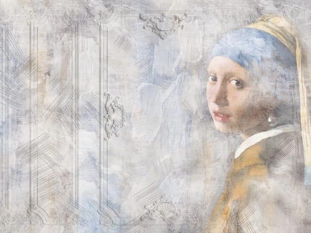 Fototapeta Portret kobiety z perłą (kod: 25911) Fototapeta z portretem kobiety w turbanie i perłą w uchu