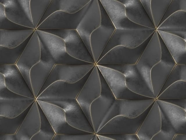 Fototapeta z geometrycznym wzorem i wypukłymi kształtami o metalicznym połysku