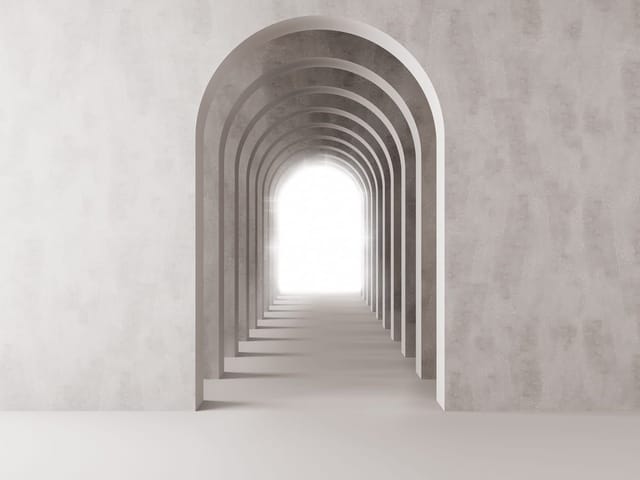 Fototapeta Łukowaty korytarz 3D z perspektywą