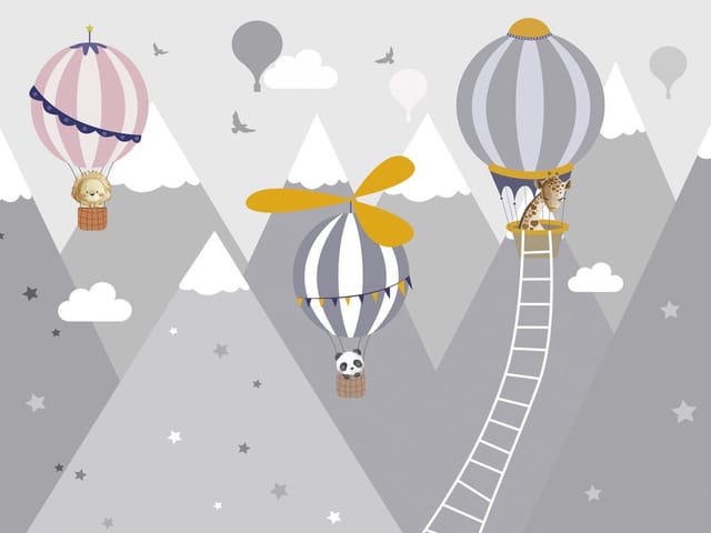 Fototapeta Balony nad górami w chmurach