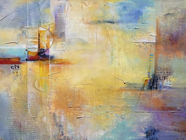 Fototapeta z abstrakcyjną kompozycją geometryczną w żółtych tonach