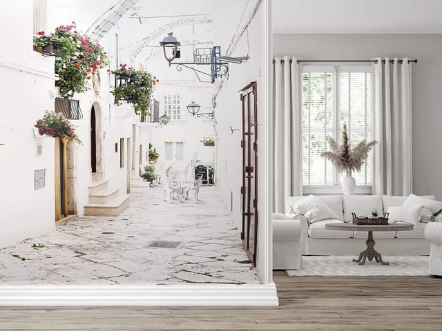 Fototapeta Uliczka z białymi budynkami