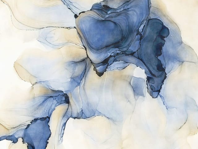 Fototapeta z abstrakcyjnymi niebieskimi formami i przejściami kolorystycznymi