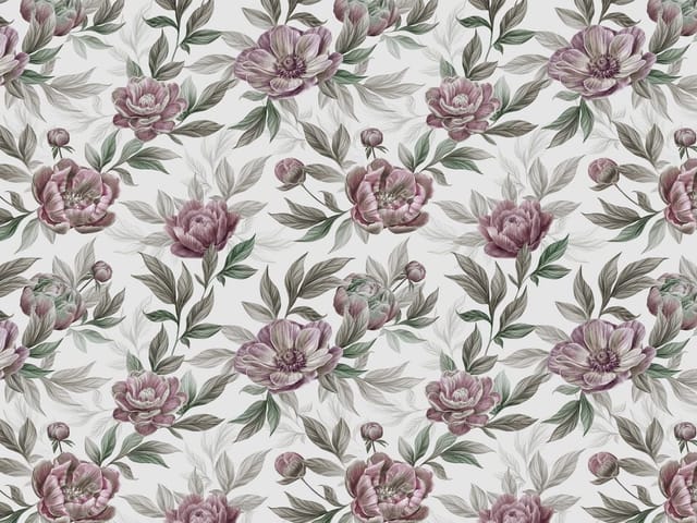 Fototapeta z dużymi piwoniami na białym tle i zielonymi liśćmi