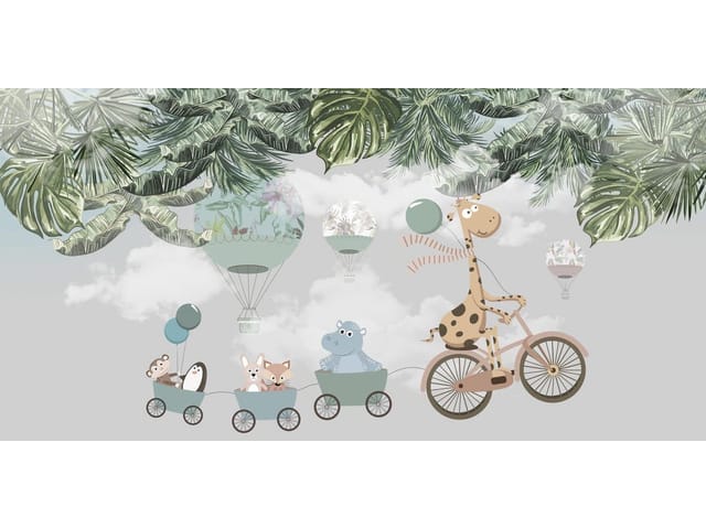 Fototapeta Żyrafa na rowerze z balonem