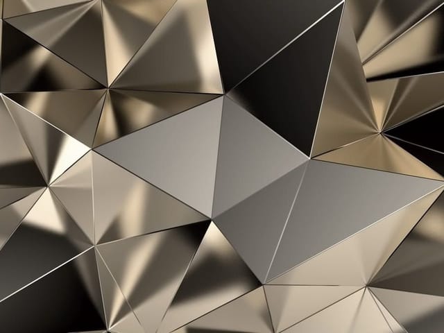 Fototapeta z geometrycznymi, metalicznymi formami w odcieniach brązu