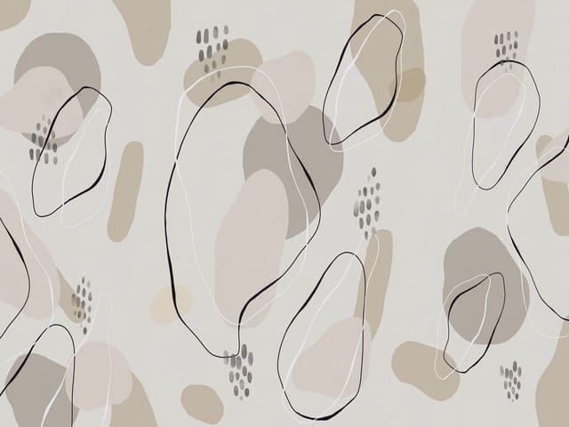 Fototapeta z abstrakcyjnymi kształtami i cienkimi liniami na jasnym tle