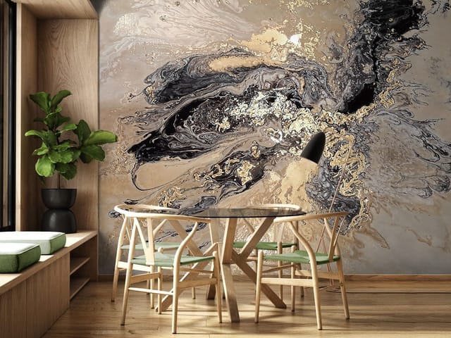 Fototapeta Abstrakcyjne Wiry Fluid Art (kod: 26421) Fototapeta z abstrakcyjnym wzorem wirujących kształtów i złotymi akcentami