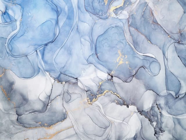 Fototapeta Abstrakcyjne Niebieskie Wzory (kod: 26432) Fototapeta z abstrakcyjnymi niebieskimi wzorami i złotymi akcentami