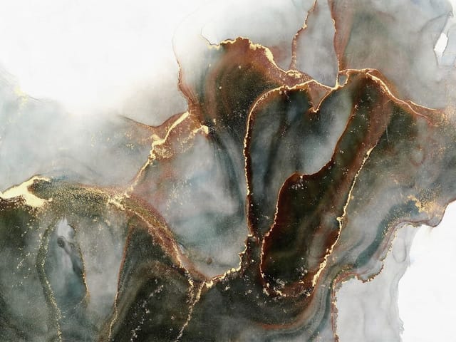 Fototapeta z abstrakcyjnymi wzorami, złote żyłki, przenikające kolory