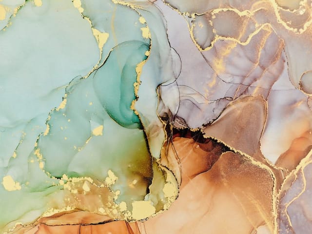 Fototapeta z abstrakcyjnymi wzorami w pastelowych kolorach z zielenią i brązem