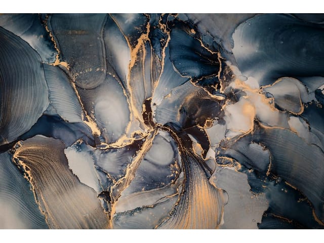 Fototapeta Abstrakcyjne wzory w błękitach (kod: 26468) Fototapeta z abstrakcyjnymi wzorami w odcieniach niebieskiego i złota