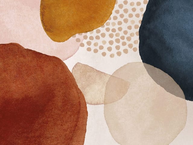 Fototapeta z abstrakcyjnymi kształtami w brązie, beżu i niebieskim