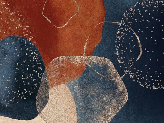 Fototapeta z abstrakcyjnymi kształtami w odcieniach niebieskiego i czerwonego