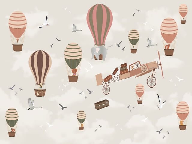 Fototapeta Balony i Samolot na Niebie