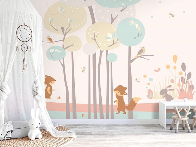 Fototapeta Leśne lisy w bajkowej scenerii (kod: 26579) Fototapeta Leśne lisy w bajkowej scenerii