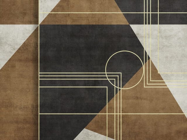 Fototapeta z geometrycznymi wzorami i żółtymi liniami na ciemnym tle