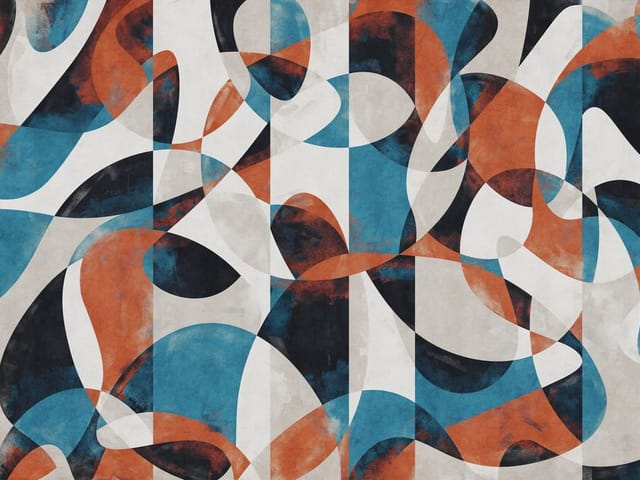 Fototapeta z abstrakcyjnymi kolorowymi kształtami geometrycznymi na białym tle