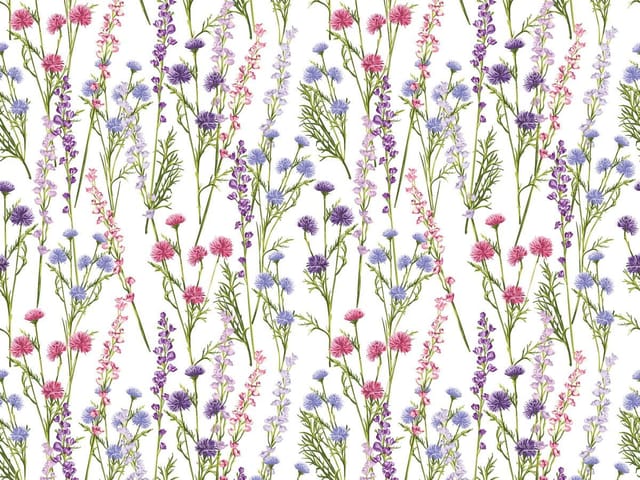 Fototapeta z kolorowymi kwiatami polnymi w pionowych rzędach