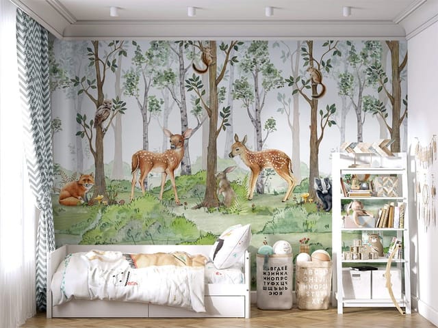 Fototapeta Sarna i zając w leśnym otoczeniu (kod: 26769) Fototapeta Sarna i zając w leśnym otoczeniu