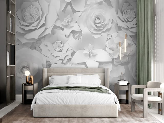 Fototapeta Białe Papierowe Kwiaty 3D