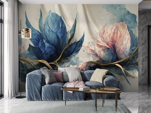 Fototapeta Egzotyczne kwiaty w odcieniach błękitu