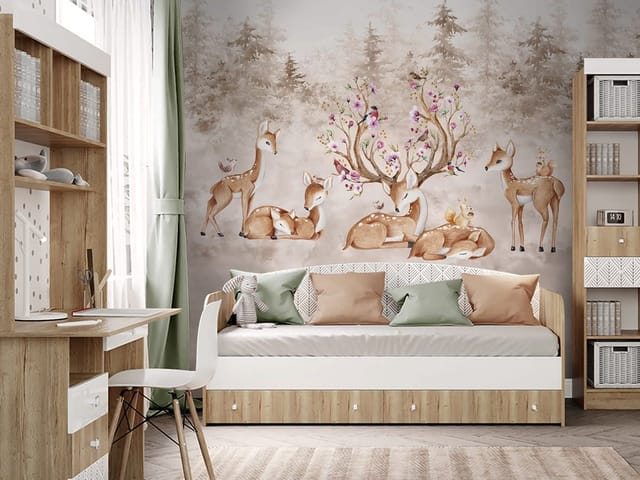 Fototapeta Sarny i kwiaty w leśnym otoczeniu (kod: 26865) Fototapeta Sarny i kwiaty w leśnym otoczeniu