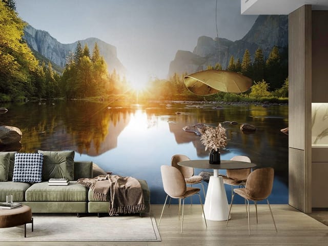 Fototapeta Górski krajobraz z rzeką