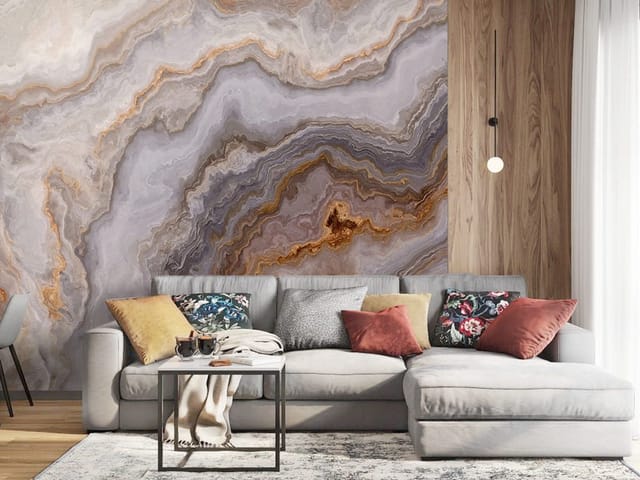 Fototapeta z wzorem marmuru z żyłami i falistymi liniami w szarościach