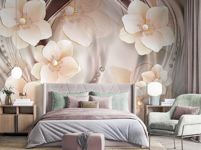 Fototapeta Kwiaty 3D z Kryształkami