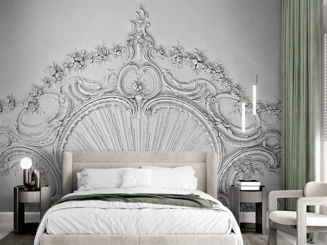 Fototapeta z dekoracyjnym ornamentem na suficie i jasnym tłem