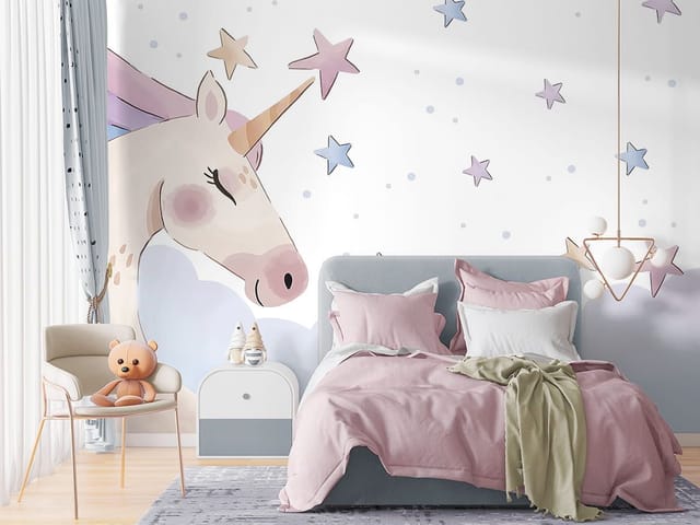 Fototapeta Jednorożec w pastelowych chmurach (kod: 26918) Fototapeta Jednorożec w pastelowych chmurach