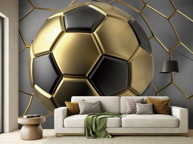 Fototapeta Złoto-czarna piłka nożna