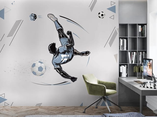 Fototapeta Piłkarz w przewrotce na jasnym tle (kod: 26951) Fototapeta Piłkarz w przewrotce na jasnym tle