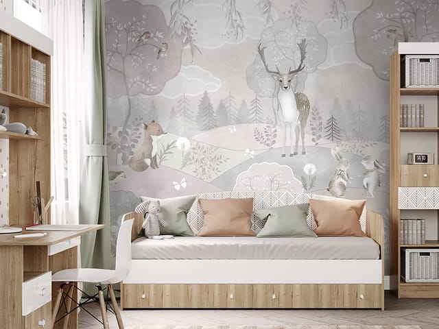 Fototapeta Jeleń w leśnym krajobrazie