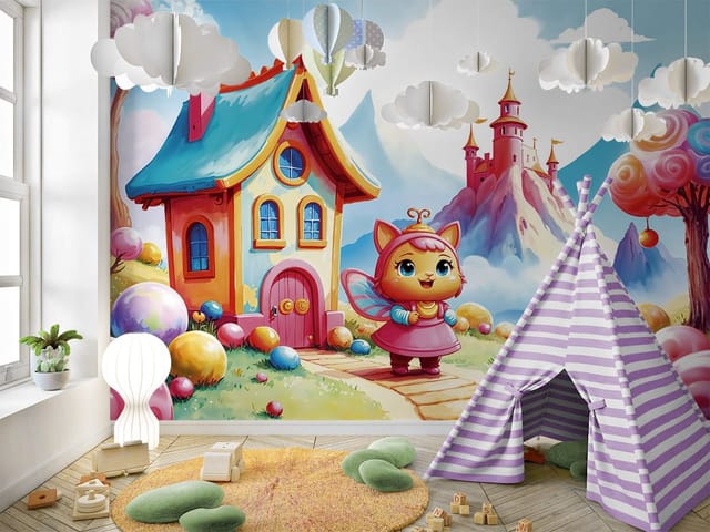 Fototapeta Bajkowa postać i kolorowy domek