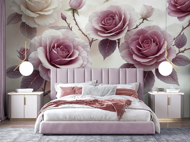 Fototapeta Róże na gałązkach z liśćmi (kod: 27015) Fototapeta Róże na gałązkach z liśćmi