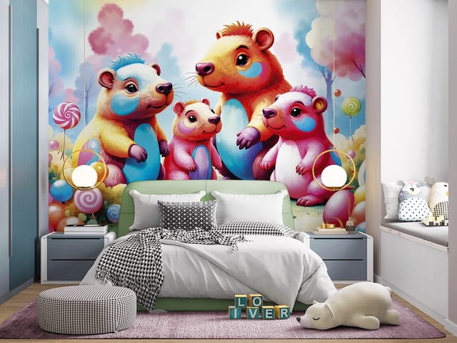 Fototapeta Fantazyjne Zwierzęta i Kolorowe Drzewa