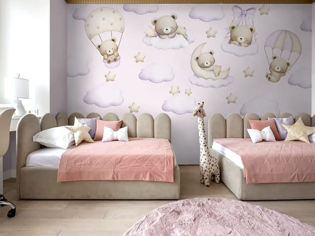 Fototapeta Misie na chmurach i księżycu