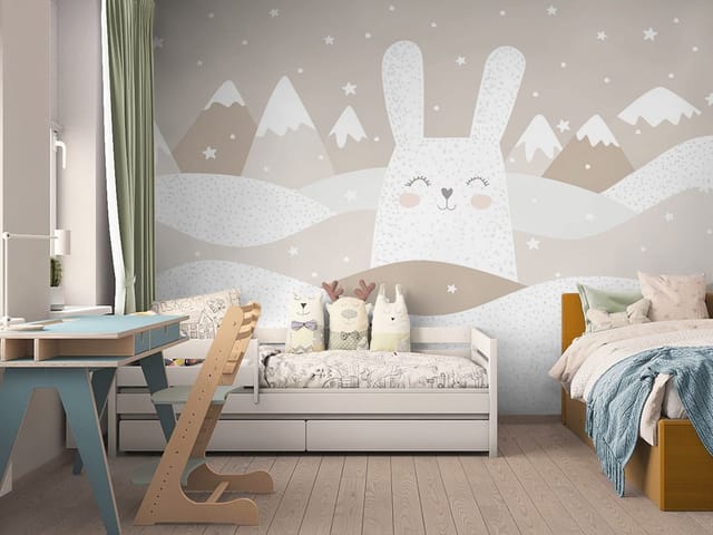 Fototapeta Uśmiechnięty królik w górach