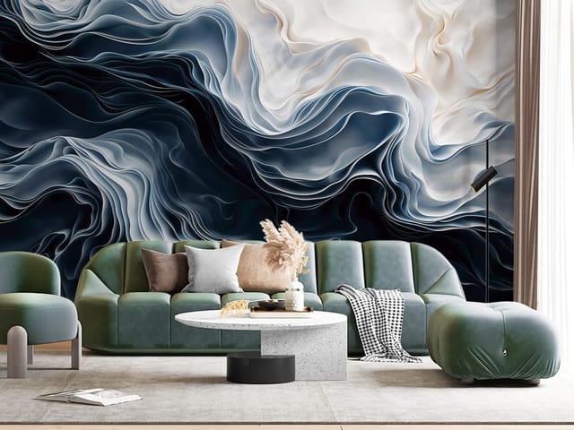 Fototapeta Abstrakcyjne Falujące Kształty (kod: 27079) Fototapeta z abstrakcyjnymi falującymi kształtami w stonowanej palecie kolorów