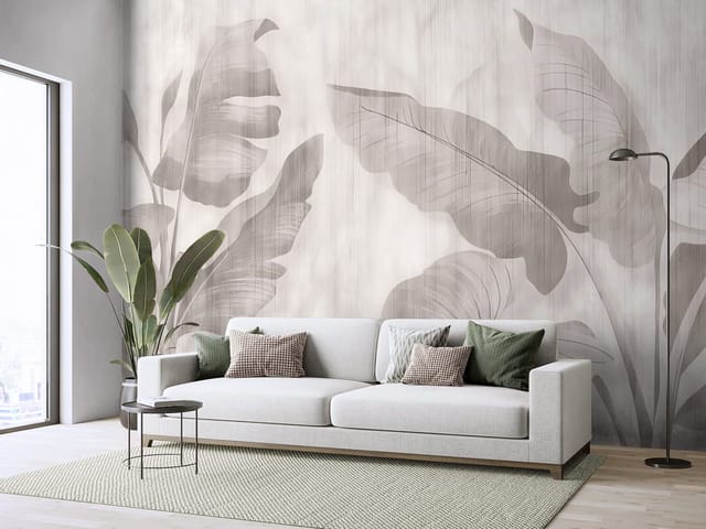 Fototapeta Tropikalne liście na jasnym tle