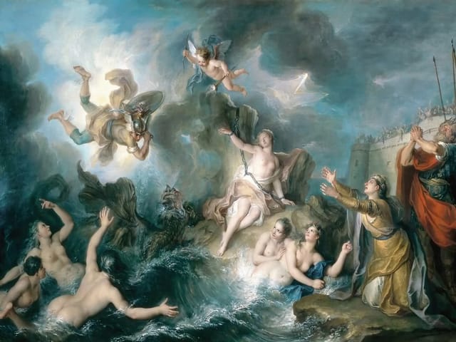 Fototapeta z Perseuszem, Andromedą i rozszalałym morzem