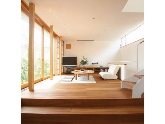 Fototapeta Nowoczesny salon z drewnianą podłogą (kod: 3199) Fototapeta Nowoczesny salon z drewnianą podłogą