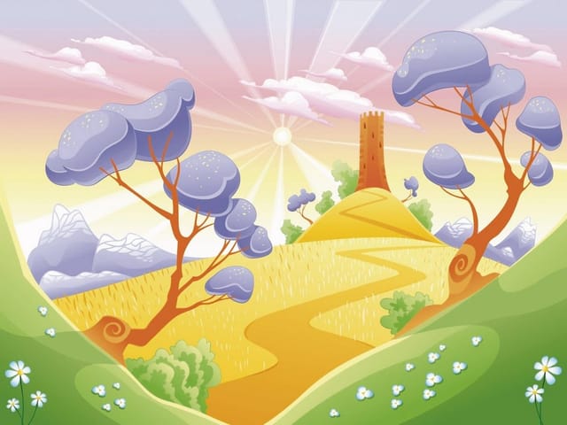 Fototapeta Krajobraz z fioletowymi drzewami