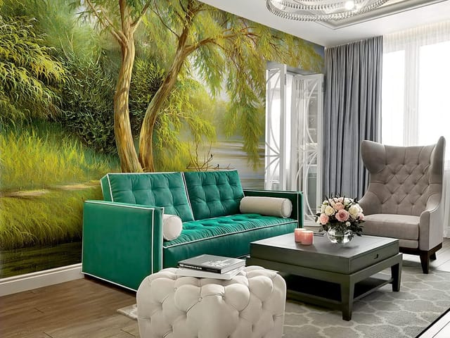 Fototapeta Drzewa nad Rzeką w Słoneczny Dzień