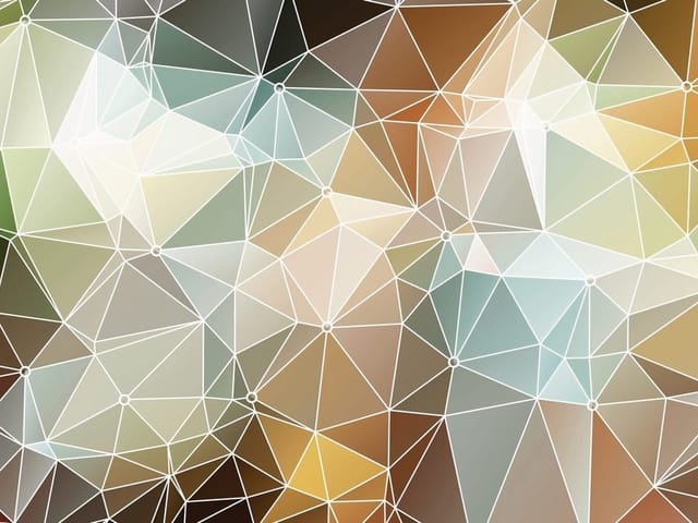 Fototapeta z geometrycznym wzorem trójkątów, różnorodne kolory i białe linie