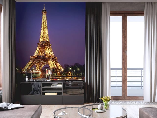 Fototapeta Wieża Eiffla nocą z odbiciem