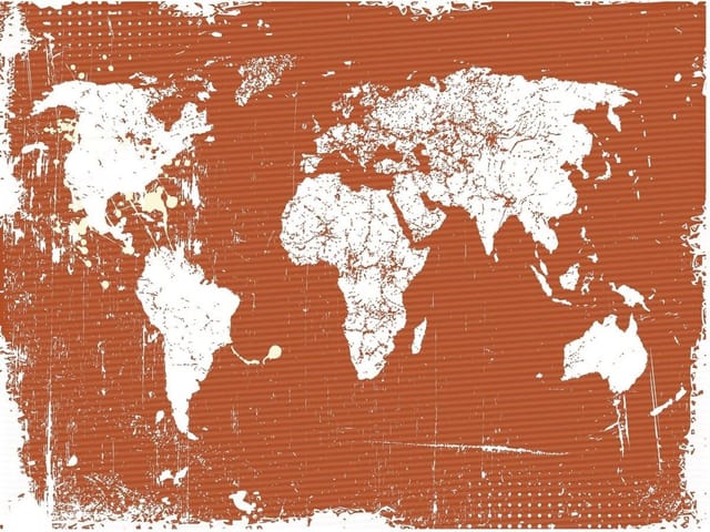 Fototapeta Mapa świata na tle tekstury (mpn: 388) Fototapeta z mapą świata na brązowym tle z efektem postarzenia